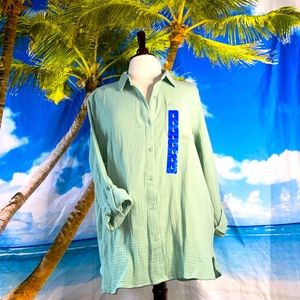Anne Klein , mint color blouse, large